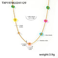 Colorful Glass Flower Bead Necklace And Bracelet Gold Tone view 7