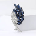 Navy and Clear Crystal Leaf Brooch in 2 Color Styles view 4