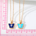 Gold Tone Butterfly Evil Eye Pendant Necklaces in Four Colors view 5