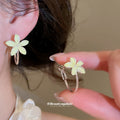 Pastel Flower Hoop Earrings in Three Colors With Gold-Tone Hoops view 4