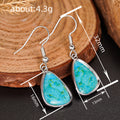 Antique Silver Turquoise Teardrop Cabochon Hook Drop Earrings view 4