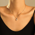 Triangle Rhinestone Pearl Pendant And Herringbone Necklace view 2
