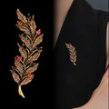 Leaf Crystal Metal Brooch Pin 3 x 8 cm for Jackets and Lapels view 5
