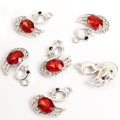 Faceted Crystal Swan Metal Pendant Charms in 14 Color Styles view 3