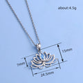 Silver Lotus Pendant Necklace Blue Marquise Center Stone view 4