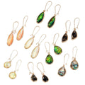 Iridescent Cabochon Drop Earrings Gold Bezels 8 Shape Styles view 5