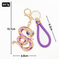 Rhinestone Snake Keychain Gold Metal Charm with Cord Options view 3