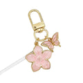 Gold Tone Enamel Flower Duo Charm Keychain with Lobster Clasp view 5