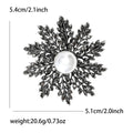 Pearl Snowflake Brooch in Metal with Radiating Crystal Branches Around a White Pearl view 8