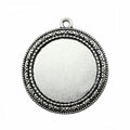 Patterned Round Cabochon Pendant Settings in Two Finishes view 1