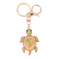 Green Enamel Rhinestone Turtle Keychain Gold Lobster Clasp view 4