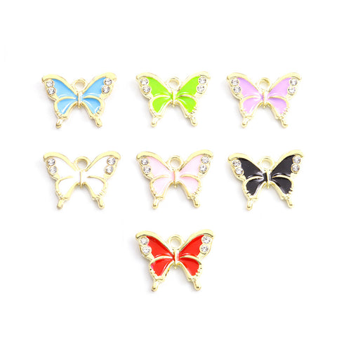 Color and design selection of butterflies combining colored enamel and crystal edges