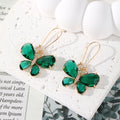 Faceted Butterfly Crystal Drop Earrings Gold Hooks 4 Colors view 4