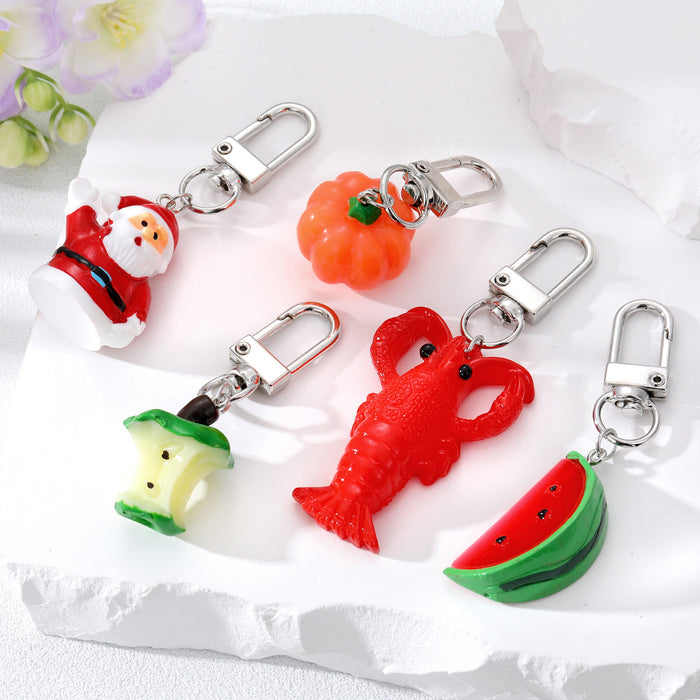 Silver Tone Realistic Food and Holiday Novelty Clip Keychains