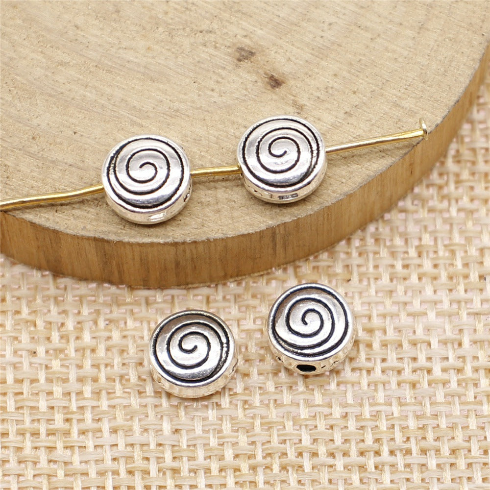 8x8x4mm 0.9g Multicolor Zinc Alloy Swirl Thread Small Hole Beads for Bracelet Necklace DIY Jewelry Making
