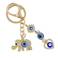 Elephant And Evil Eye Bead Keychain With Rhinestone Charm Cluster view 5