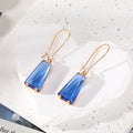 Trapezoid Faceted Crystal Drop Earrings Gold Hooks 7 Colors view 6