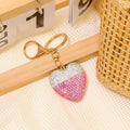 Two Tone Rhinestone Heart Keychain Pink Crystal Charm view 3