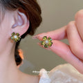 Gold Tone Floral Crystal Stud Earrings in Two Designs view 4