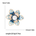 Layered Enamel Flower Brooch with Pearl Center Decorative Clothing Pin view 8