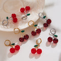 Red Cherry Pendant Necklaces and Hoop Earrings in Twelve Styles view 3
