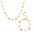 Gold Natural Stone Bead Necklace Matching Bracelet Set view 5