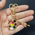 Gold Palette Paintbrush Keychains Star Heart Clasp Styles view 4