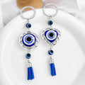 Blue Nazar Evil Eye Charm Keychain With Rhinestone Filigree Pendant view 3