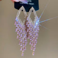 Crystal Diamond Frame Fringe Stud Earrings in Three Colors view 7