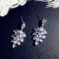Silver Tone Marquise Crystal Leaf Cluster Drop Earrings view 2