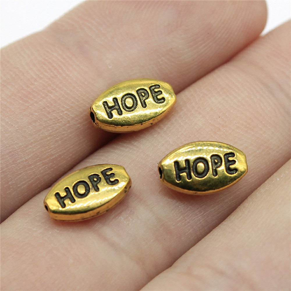 10x6mm 0.6g Multicolor Zinc Alloy HOPE Letter Loose Metal Beads for Bracelet DIY Jewelry Making