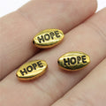 Antique Silver HOPE Letter Oval Small Hole Metal Bead view 1