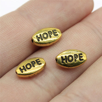 Antique Silver HOPE Letter Oval Small Hole Metal Bead