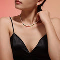 Gold OT Toggle Freshwater Pearl Beaded Necklace Green Accents view 4