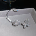 Silver Tone Crystal Flower Ear Hook Earrings Decorative Jewelry Pair view 6