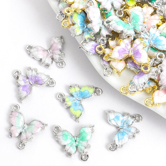Pastel Crystal Butterfly Metal Charms, 12 Colorways
