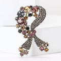 Crystal Bow Brooch With Floral Stones in Two Color Styles view 2