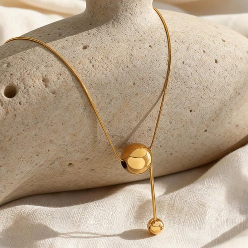 Display view of ball slider drop necklaces in main image 2.