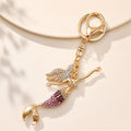 Gold Rhinestone Mermaid Keychain Metal Ocean Bag Charm view 6