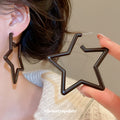Dark Brown Oversized Open Circle Acrylic Stud Earrings view 3