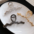 Metal Wave and Plumeria Flower Hair Claw Clips Multi Finish view 3