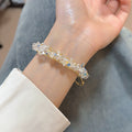 Gold Wire Clear Crystal Chip Cluster Open Cuff Bracelet view 4