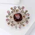 Round Radiating Crystal Brooch In Champagne And Red view 5