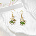 Gold Tone Snowman Pressed Flower Drop Earrings in Four Designs view 2