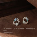 Silver Blue Starfish Shell Pearl Circle Stud Earrings view 3