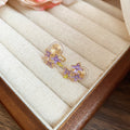 Purple Crystal Flower Earrings in Three Fastening Styles view 6