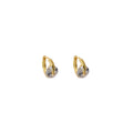 Gold Huggie Hoop with Clear Look Teardrop Earrings view 5