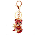 Faceted Stone Crowned Panda Bamboo Keychain in Four Colors view 5