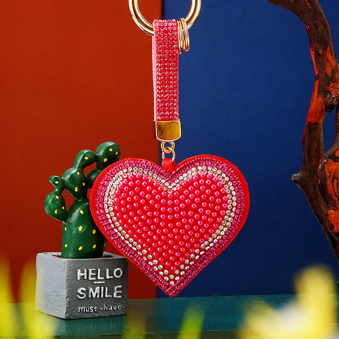 Leather Pearl Heart Keychains in Five Colors plus Assorted Option