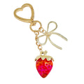 Glitter Resin Strawberry Pendant Bag Charm Keychain With Flower view 5